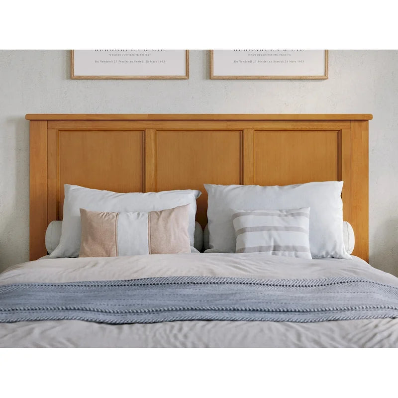 Solid Wood Platform Bed with Matching Footboard, Twin Trundle and Charging Station, Twin Full