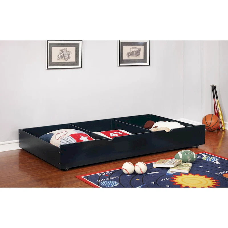 Twin-Unterbett-Ausziehbett aus Holz mit Rollen und 3-Fächer-Aufbewahrung, 7 Farben
