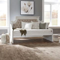 Twin Daybed with Tufted Chenille Back and Scrolled Cap Rail, Antique White