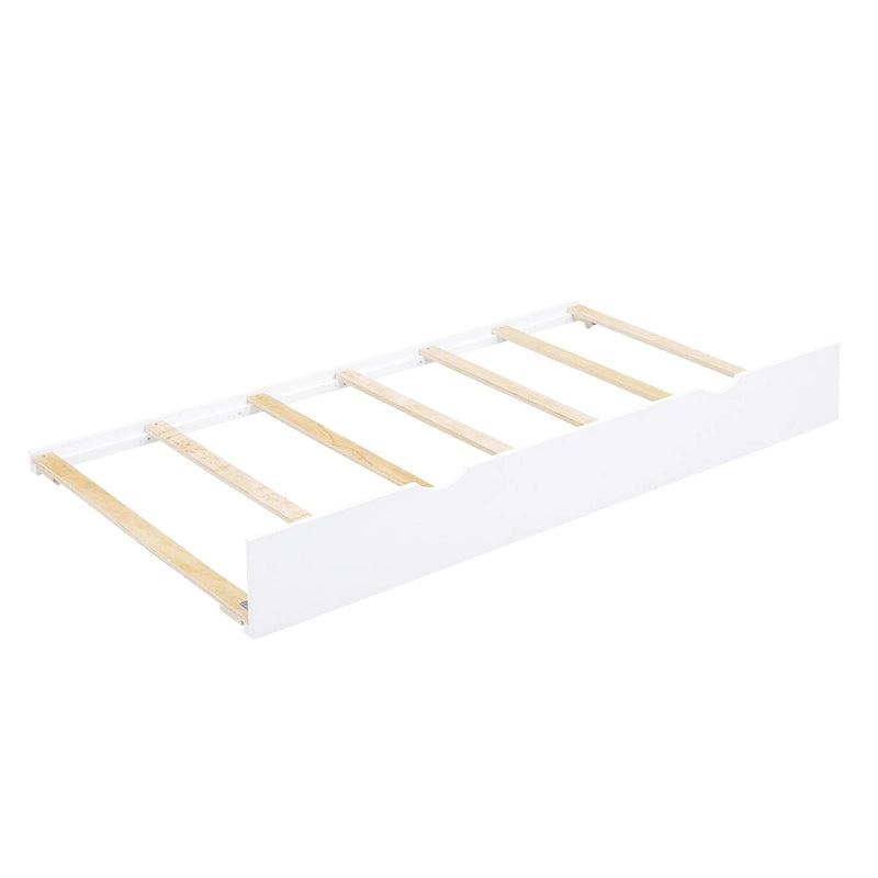 Sofá cama Twin de pino con cama nido, armarios de almacenamiento y puertos de carga USB, madera blanco